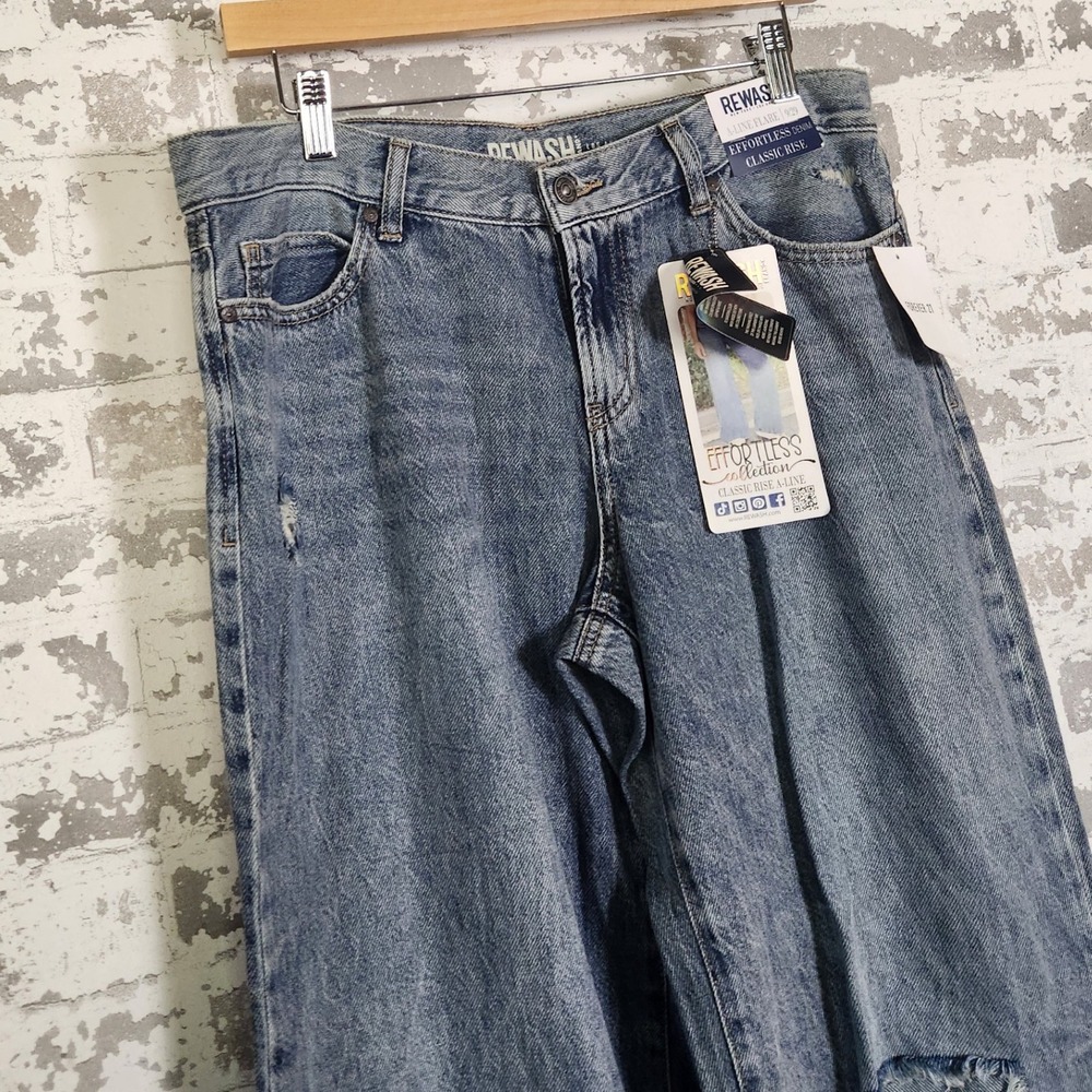 RE:WASH Forever 21 Denim Jeans Women Size 9 Baggy Distrssed Classic Rise‎ A Line - Picture 14 of 16